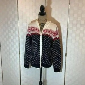 izod snowflake cardigan sweater size small